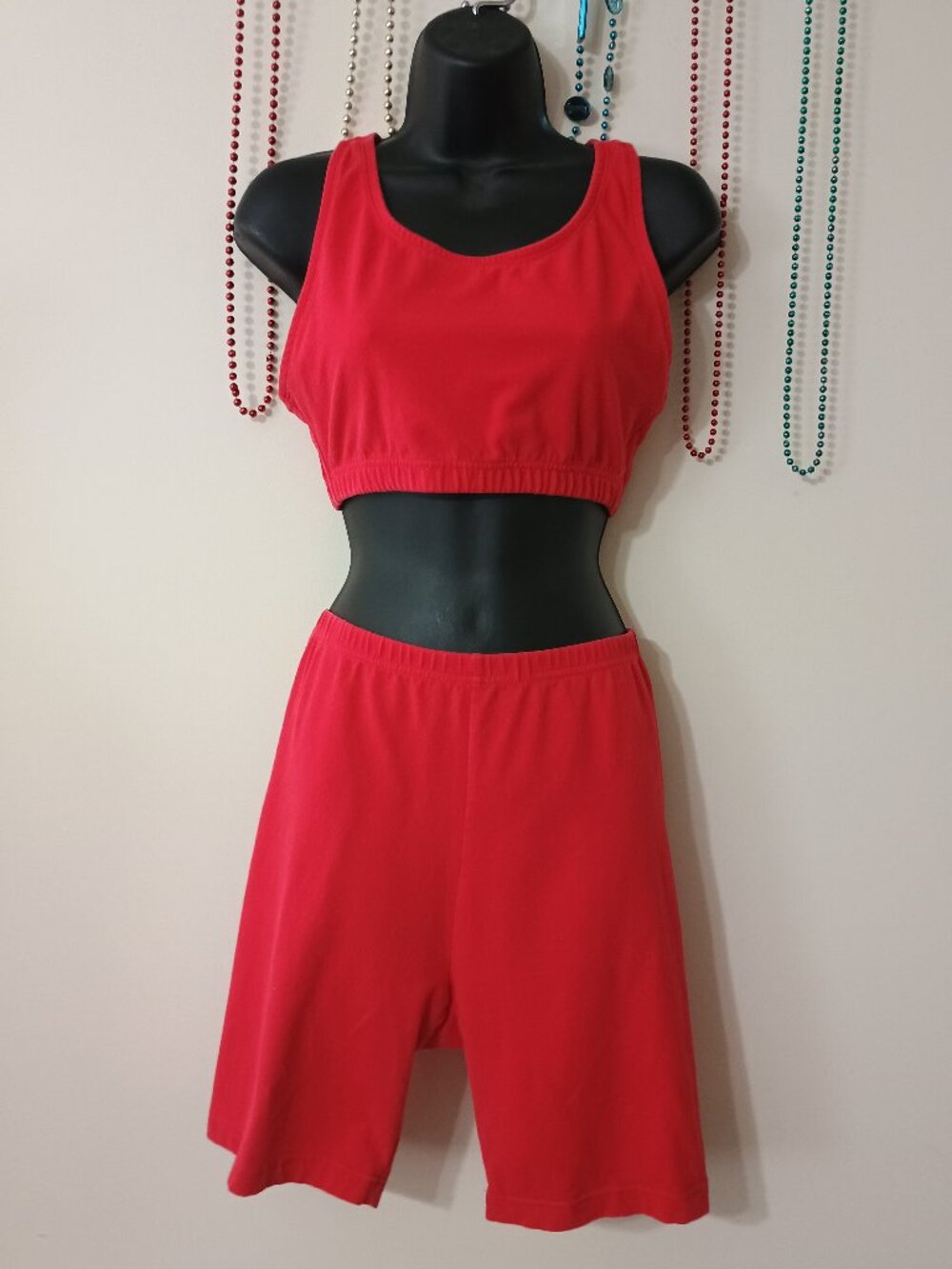 Vintage The Body Co. Biker Short & Sport Bra Set Large/Xlarge Red